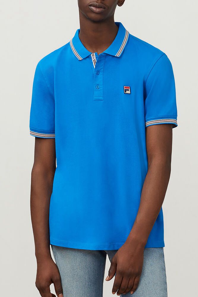 Fila Matcho 3 Blue Polo Mens - NZ 21430-FTSK